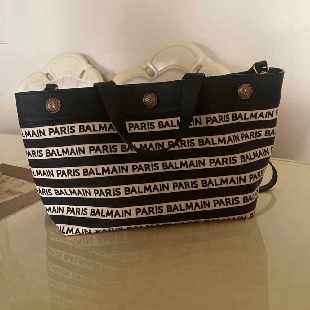 Balmain leather tote bag